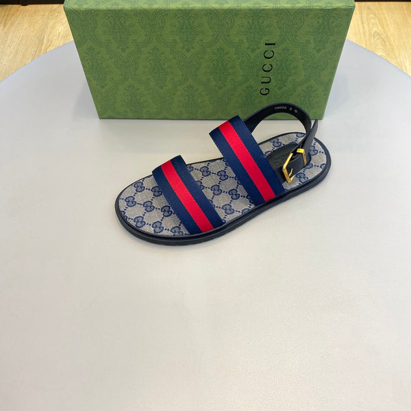 GG Men's Web Sandals Blue Canvas 558887