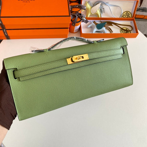 HM Kelly Cut 31 Pelle Epsom verde oliva con finiture dorate 229045