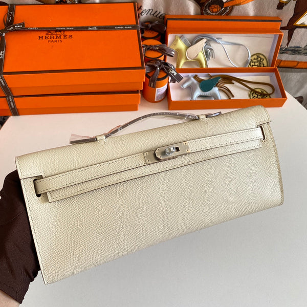 HM Kelly Cut 31 Pelle Epsom avorio con finiture in argento 229046