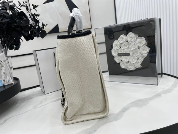 Borsa CC Deauville in tweed, pelle nera, finiture argentate 16