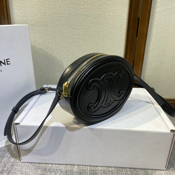 OVAL PURSE BAG 20 IN BLACK CALFSKIN