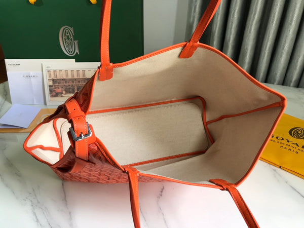 CHIEN GRIS BAG 33 IN ORANGE GOYARDINE CANVAS AND CALFSKIN TRIM
