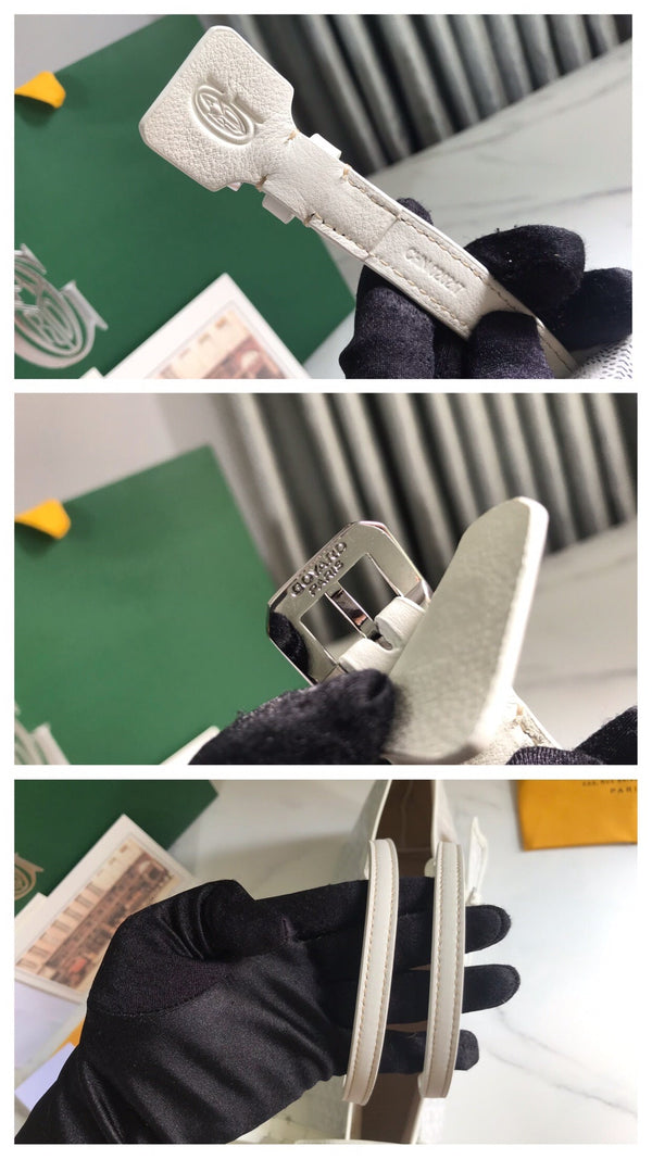 CHIEN GRIS BAG 33 IN WHITE GOYARDINE CANVAS AND TAN CALFSKIN TRIM