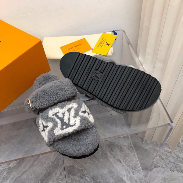 LV Paseo Flat Comfort Mule Grey Wool