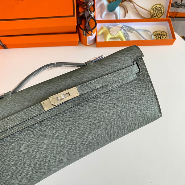 HM Kelly Cut 31 Ash Grey Epsom Leather Silver Hardware 229039