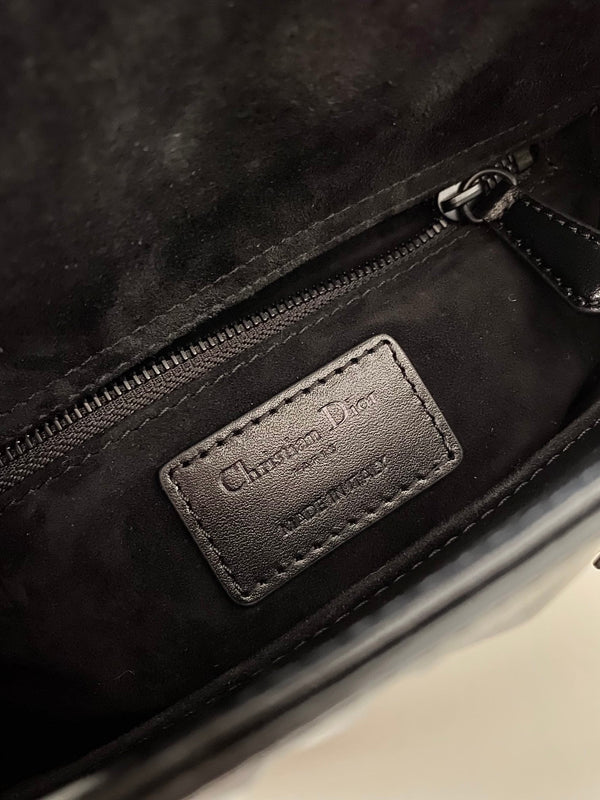 SMALL LADY 20 TUTTA NERA IN PELLE DI AGNELLO CON MOTIVO A DIAMANTE