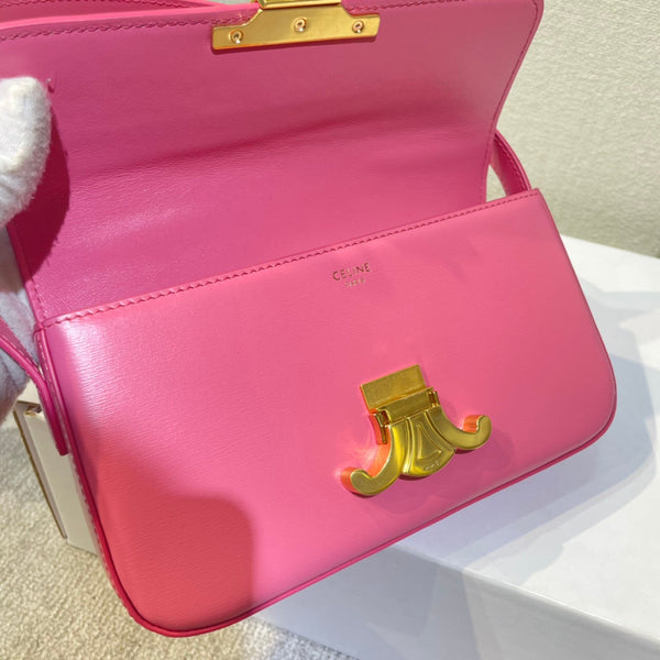 cinturino in pelle di vitello rosa scuro classic triomphe 20 hardware dorato