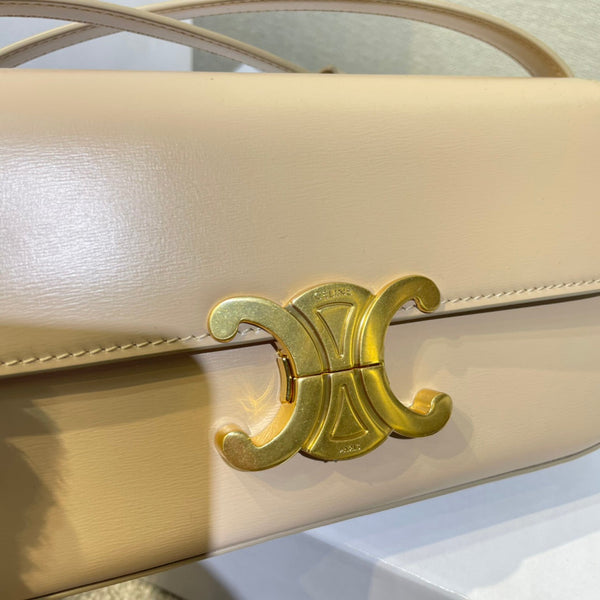 classic triomphe 20 light beige calfskin gold hardware