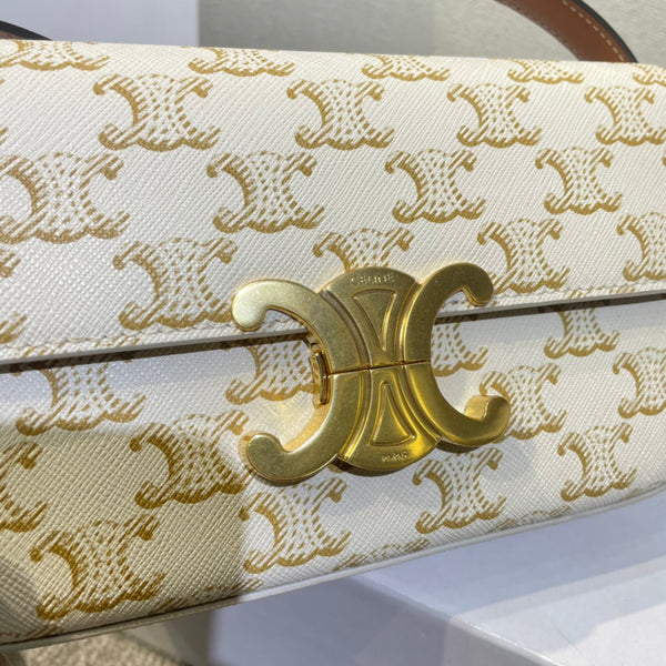 classic triomohe 20 white triomphe canvas brown calfskin