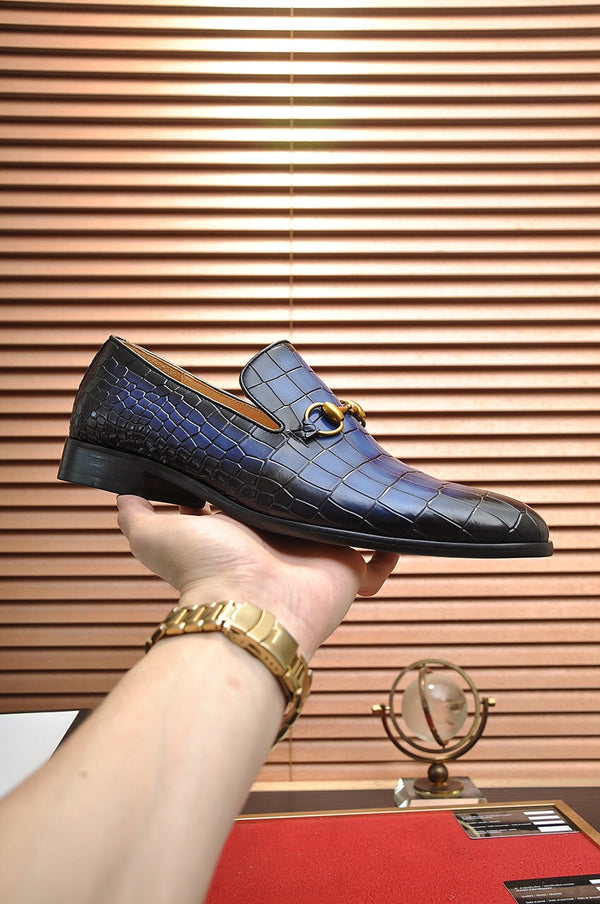 GG Men's Loafer Blue mix Black Embossed Cowhide 295649