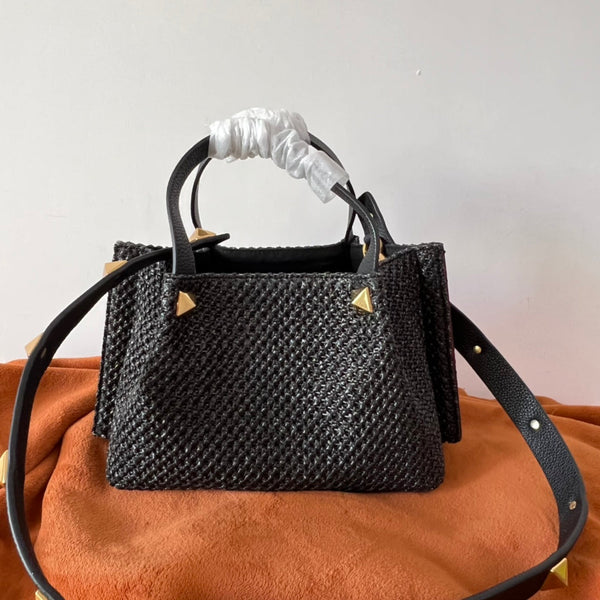 Valentino Spring and Summer Tote Bag Black Raffia 552569