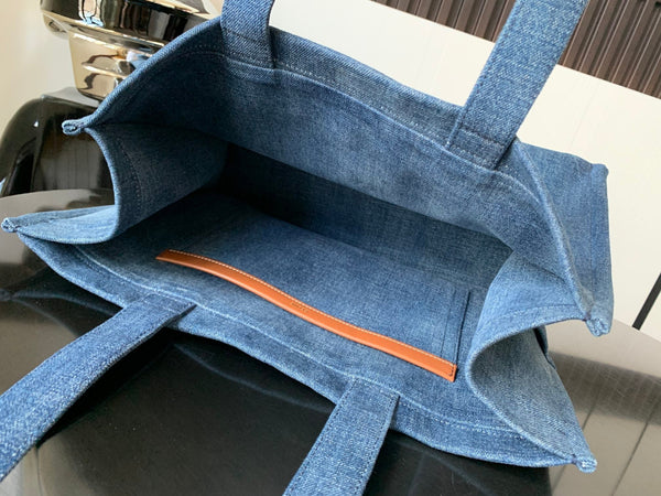 LARGE CABAS THAIS 41 IN BLUE DENIM