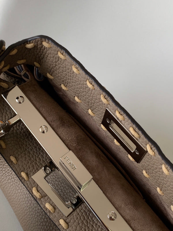 Peekaboo Mini Selleria Bag 23cm brown leather shw with 220 hand-sewn stitches