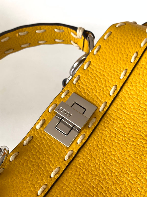 Peekaboo Mini Selleria Bag 23cm yellow leather shw with 220 hand-sewn stitches