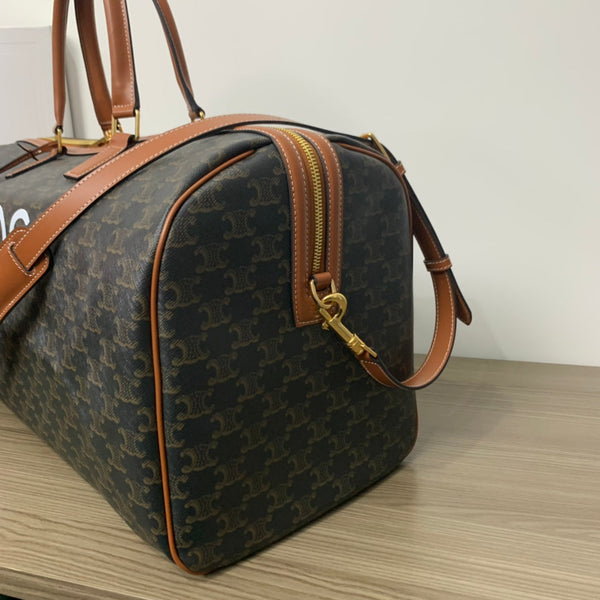 BORSA DA VIAGGIO 50 IN TELA TRIOMPHE NERA CON STAMPA CANE