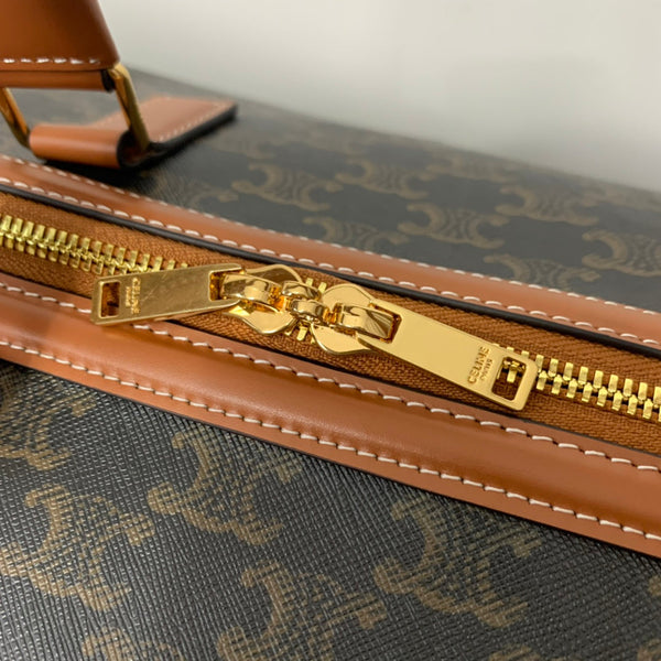 BORSA DA VIAGGIO 50 IN TELA TRIOMPHE NERA CON STAMPA CANE