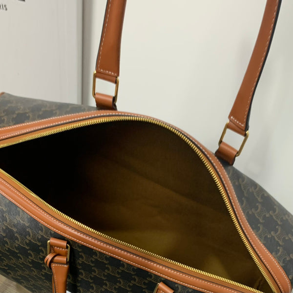 BORSA DA VIAGGIO 50 IN TELA TRIOMPHE NERA CON STAMPA CANE