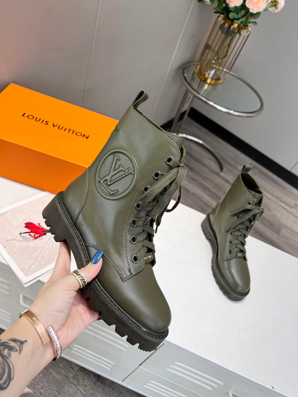 LV Rangers Boots 30mm Khaki Green Calfskin