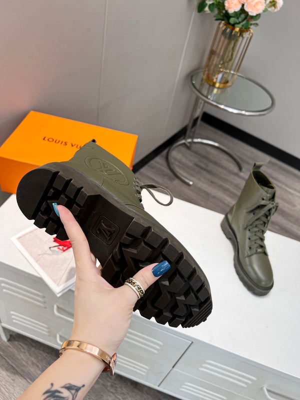 LV Rangers Boots 30mm Khaki Green Calfskin