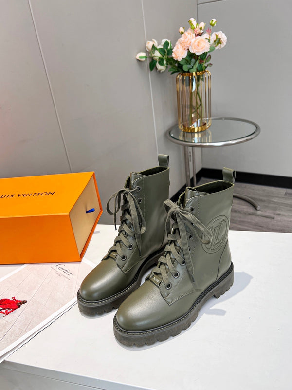 LV Rangers Boots 30mm Khaki Green Calfskin