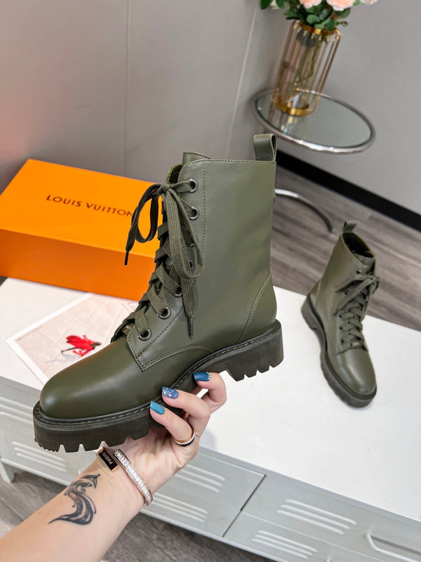 LV Rangers Boots 30mm Khaki Green Calfskin