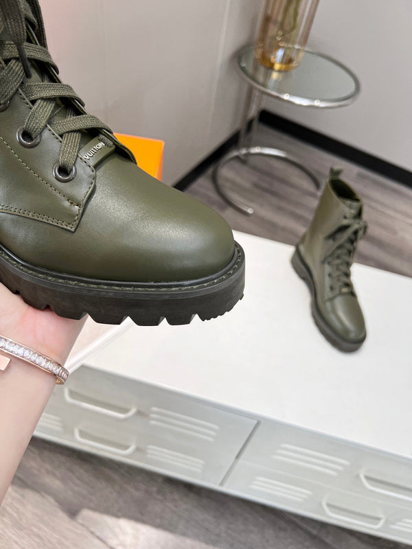 LV Rangers Boots 30mm Khaki Green Calfskin