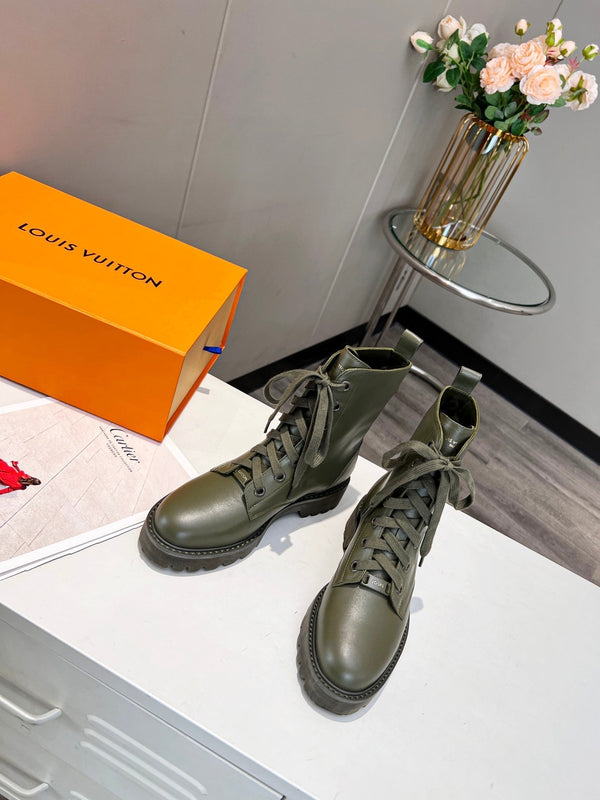 LV Rangers Boots 30mm Khaki Green Calfskin