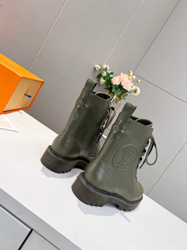 LV Rangers Boots 30mm Khaki Green Calfskin