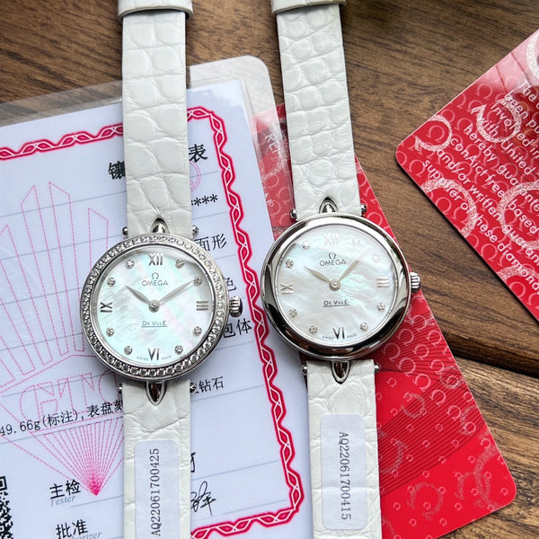 Omega De Ville 27.4mm Silver Mop Pearl Dial