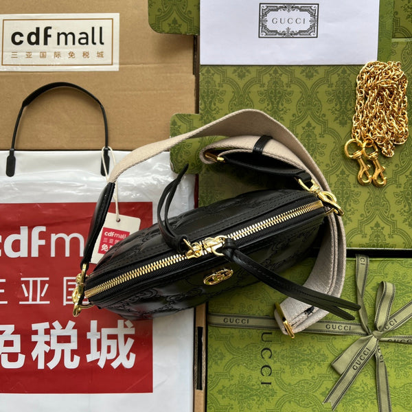 BORSA A TRACOLLA IN PELLE MATELASSÉ 23 IN PELLE DI VITELLO GOFFRATA NERA E FERRAMENTA ORO