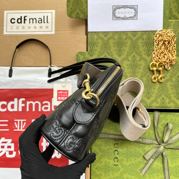 BORSA A TRACOLLA IN PELLE MATELASSÉ 23 IN PELLE DI VITELLO GOFFRATA NERA E FERRAMENTA ORO