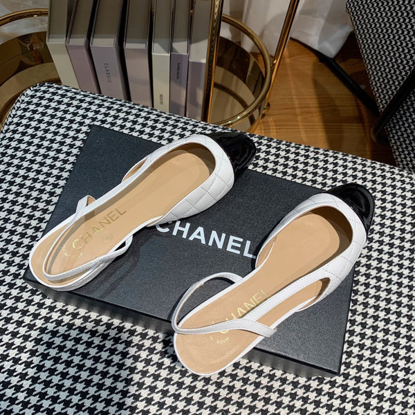 slingbacks white quilted calfskin black patent calfskin