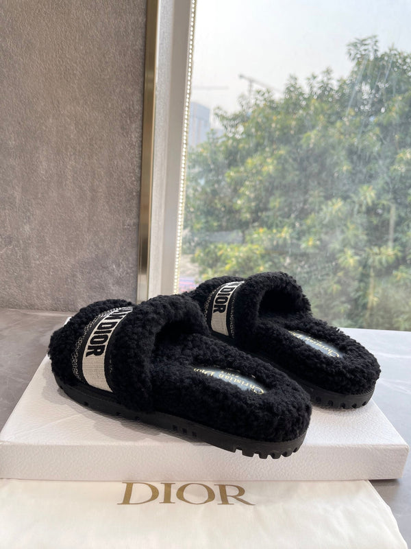 CD 25 Flat Slippers Black Wool 395566