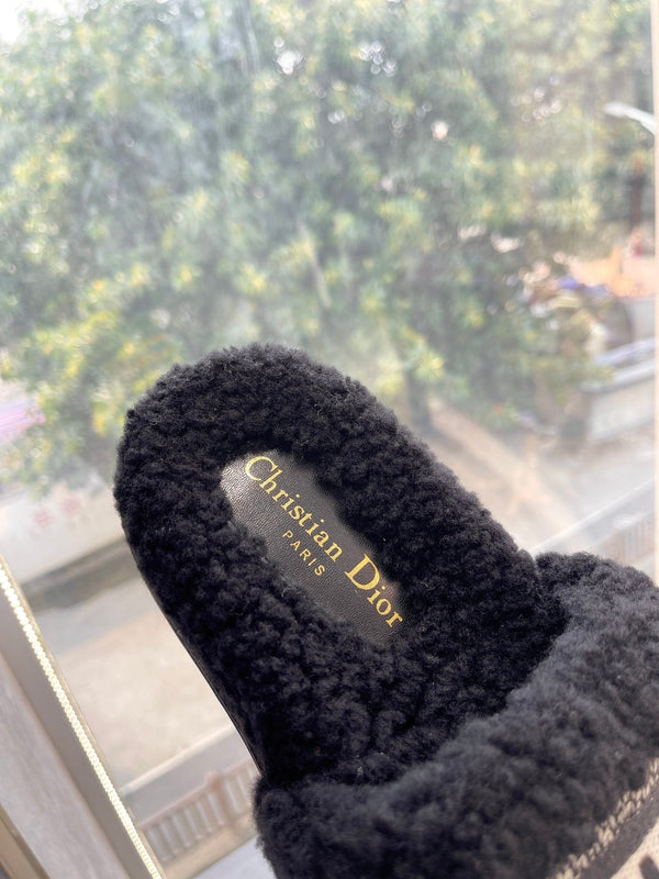 CD 25 Flat Slippers Black Wool 395566