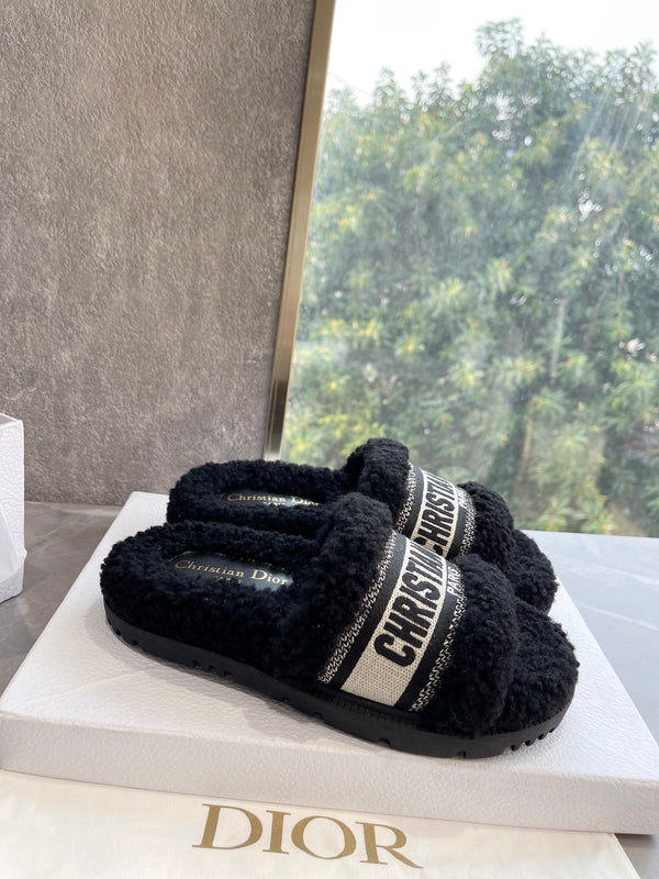 CD 25 Flat Slippers Black Wool 395566