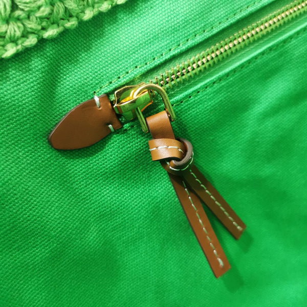 BORSA TOTE 40 IN MOTIVO A RIGHE DI RAFIA INTRECCIATA VERDE CHIARO ROSSO E BIANCO CREMA