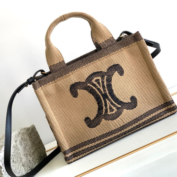 piccolo cabas thais 27cm tessuto nero bown ricamo triomphe