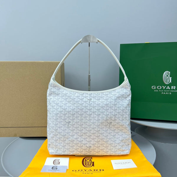 HOBO BOHÈME 34 IN TELA GOYARDINE BIANCA E PELLE DI VITELLO
