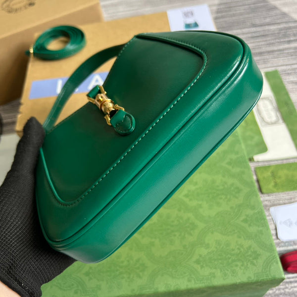 GG JACKIE MINI 19 SHOULDER BAG IN GREEN FOREST CALFSKIN