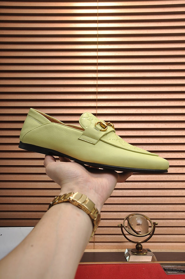 Mocassino Jordaan da uomo GG in pelle di vacchetta verde chiaro 726293