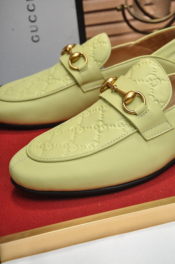 Mocassino Jordaan da uomo GG in pelle di vacchetta verde chiaro 726293