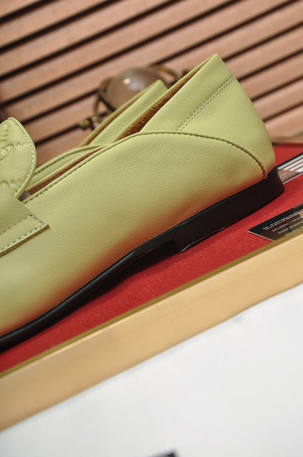 Mocassino Jordaan da uomo GG in pelle di vacchetta verde chiaro 726293