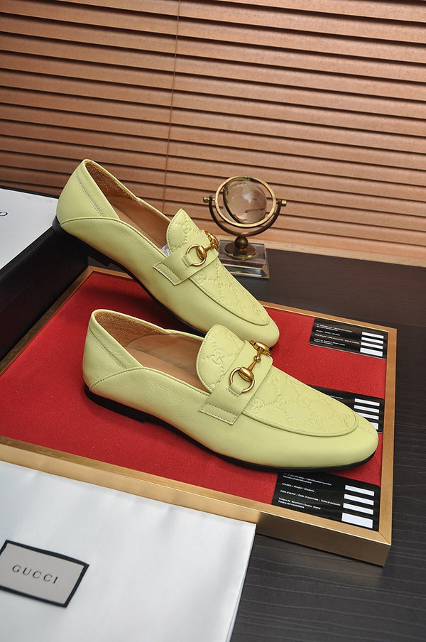 Mocassino Jordaan da uomo GG in pelle di vacchetta verde chiaro 726293