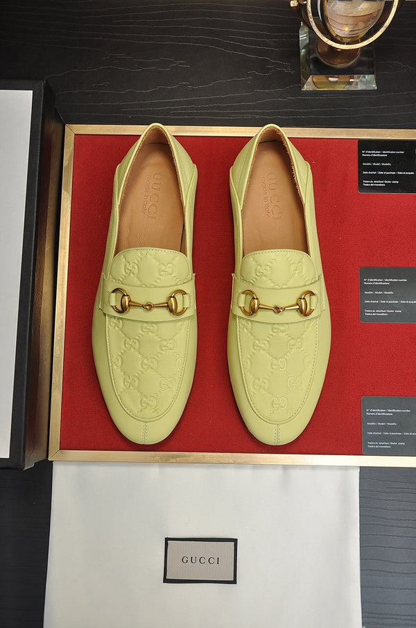 Mocassino Jordaan da uomo GG in pelle di vacchetta verde chiaro 726293