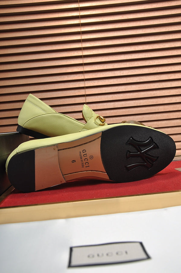 Mocassino Jordaan da uomo GG in pelle di vacchetta verde chiaro 726293