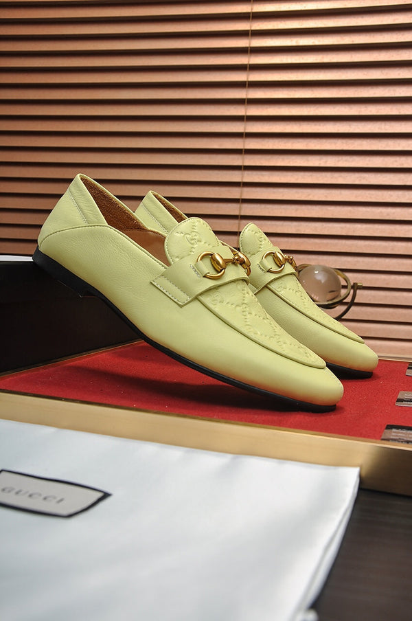 Mocassino Jordaan da uomo GG in pelle di vacchetta verde chiaro 726293