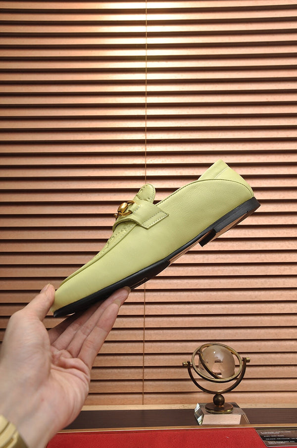 Mocassino Jordaan da uomo GG in pelle di vacchetta verde chiaro 726293