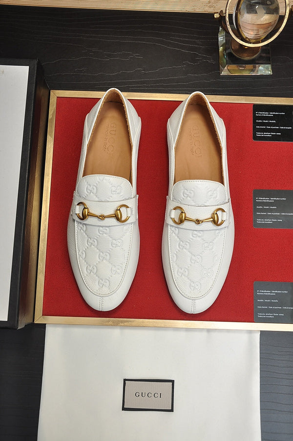 Mocassino Jordaan da uomo GG in pelle di vacchetta bianca 726294