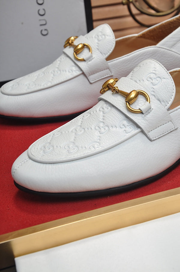 Mocassino Jordaan da uomo GG in pelle di vacchetta bianca 726294