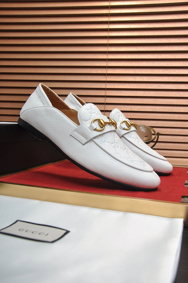 Mocassino Jordaan da uomo GG in pelle di vacchetta bianca 726294